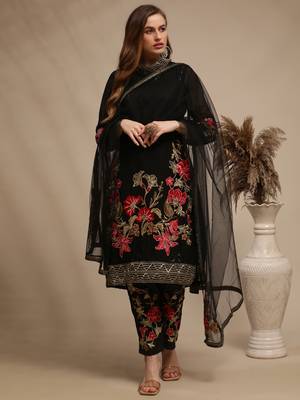 Black embroidered georgette salwar 1