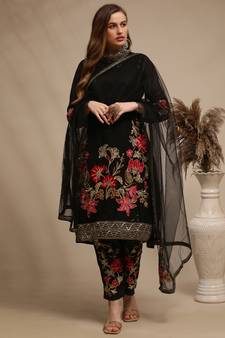 Black embroidered georgette salwar