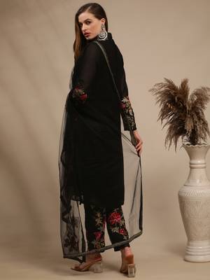 Black embroidered georgette salwar 2