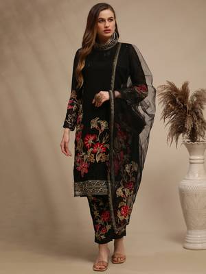 Black embroidered georgette salwar 3