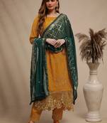 Yellow embroidered georgette salwar