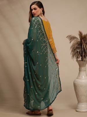 Yellow embroidered georgette salwar 2
