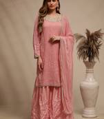 Pink embroidered georgette salwar
