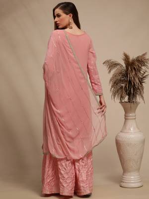 Pink embroidered georgette salwar 2