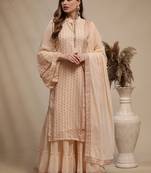 Peach embroidered georgette salwar