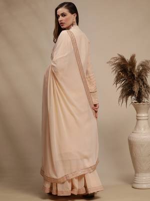 Peach embroidered georgette salwar 2