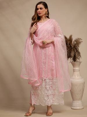 Pink embroidered net salwar 1
