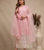 Pink embroidered net salwar