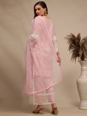Pink embroidered net salwar 2