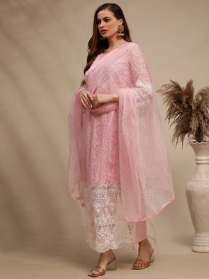 Pink embroidered net salwar 3