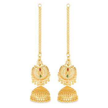 Sukai Jewels Ethnic South Indian Traditional Wear Jhumki Earring with Kan Chain for Women and Girls(Pack of 1) 1