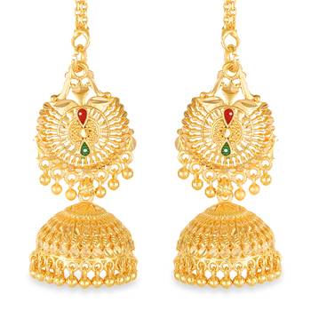 Sukai Jewels Ethnic South Indian Traditional Wear Jhumki Earring with Kan Chain for Women and Girls(Pack of 1) 2