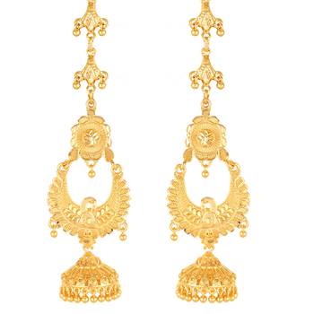 Sukai Jewels Ethnic South Indian Traditional Wear Jhumki Earring with Kan Chain for Women and Girls(Pack of 1) 2