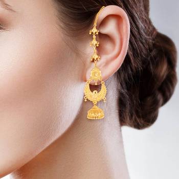 Sukai Jewels Ethnic South Indian Traditional Wear Jhumki Earring with Kan Chain for Women and Girls(Pack of 1) 3