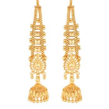 Sukai Jewels Ethnic South Indian Traditional Wear Jhumki Earring with Kan Chain for Women and Girls(Pack of 1) 2