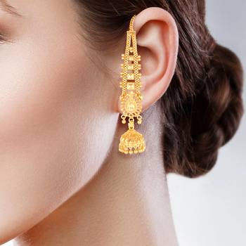 Sukai Jewels Ethnic South Indian Traditional Wear Jhumki Earring with Kan Chain for Women and Girls(Pack of 1) 3