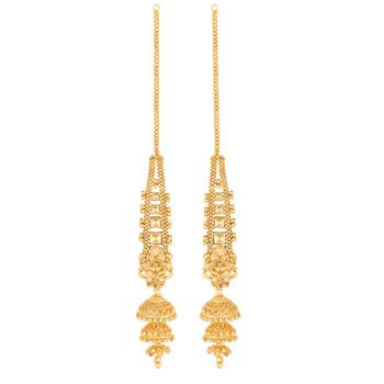 Sukai Jewels Ethnic South Indian Traditional Wear Jhumki Earring with Kan Chain for Women and Girls(Pack of 1) 1