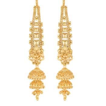 Sukai Jewels Ethnic South Indian Traditional Wear Jhumki Earring with Kan Chain for Women and Girls(Pack of 1) 2