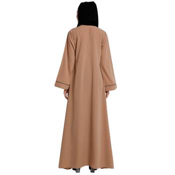 Front open abaya with piping work- Khaki 4