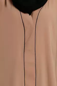 Front open abaya with piping work- Khaki