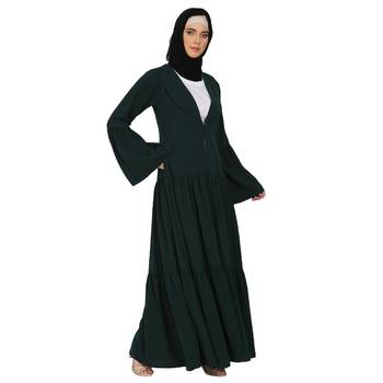 Coat collar Abaya with white inner- Bottle Green 2