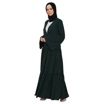 Coat collar Abaya with white inner- Bottle Green 3