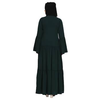 Coat collar Abaya with white inner- Bottle Green 4