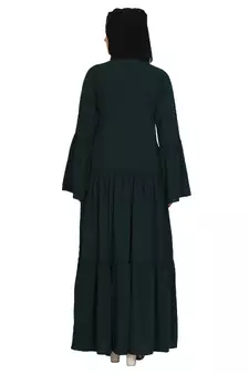 Coat collar Abaya with white inner- Bottle Green