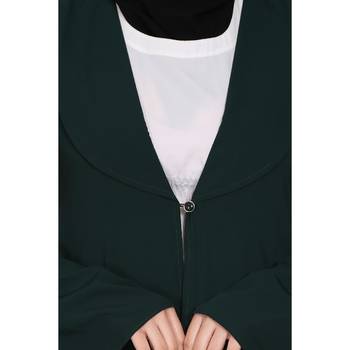 Coat collar Abaya with white inner- Bottle Green 5