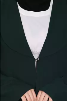 Coat collar Abaya with white inner- Bottle Green
