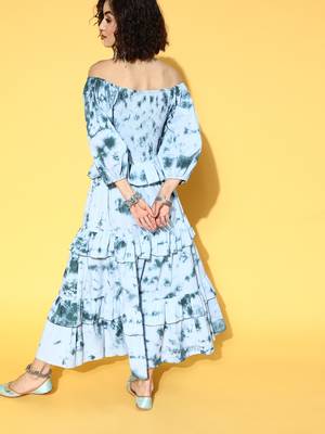 Blue printed cotton maxi-dresses 3