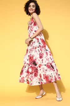 Multicolor printed cotton maxi-dresses