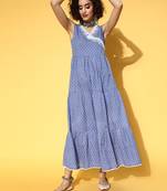 Blue printed cotton maxi-dresses