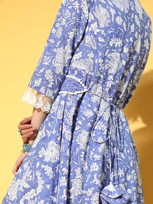 Blue printed cotton maxi-dresses 5