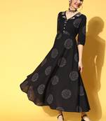 Black printed cotton maxi-dresses