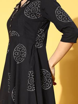 Black printed cotton maxi-dresses 4