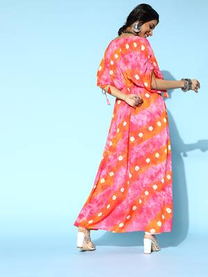 Pink printed viscose rayon short-dresses 3
