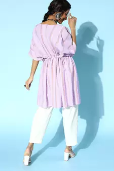 Lavender printed cotton short-dresses