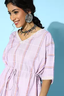 Lavender printed cotton short-dresses