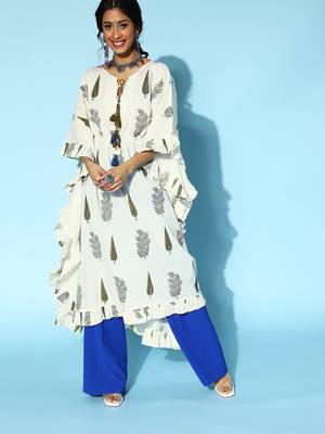 White printed cotton short-dresses 1