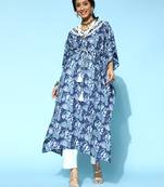 Blue printed cotton short-dresses