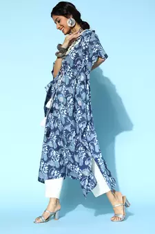 Blue printed cotton short-dresses