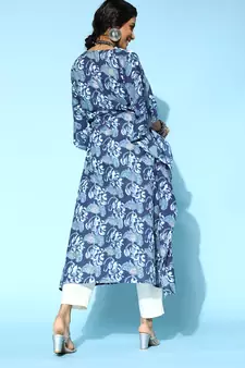 Blue printed cotton short-dresses