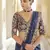 Navy Blue Organza Sequin, Zari and Thread Embroidered Saree with Silk Blouse