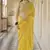 Yellow Thread, Dori And Sequins Embroidered Organza Party Wear Saree
