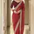 Red dori and sequins embroidered organza party wear saree with velvet blouse