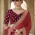 Red dori and sequins embroidered organza party wear saree with velvet blouse