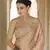 Brown thread, dori and sequins embroidered organza bridal saree with soft net blouse