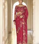 Red Thread Dori And Sequins Embroidered Organza Wedding Saree For Bridal