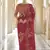 red thread, dori and sequins embroidered organza bridal saree